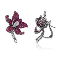 11.60 Ct.Tw. Pink Sapphire and Natural Diamond Antique Style Earrings, 18K White Gold Image