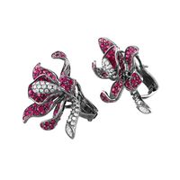 11.60 Ct.Tw. Pink Sapphire and Natural Diamond Antique Style Earrings, 18K White Gold Image