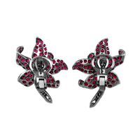 11.60 Ct.Tw. Pink Sapphire and Natural Diamond Antique Style Earrings, 18K White Gold Image