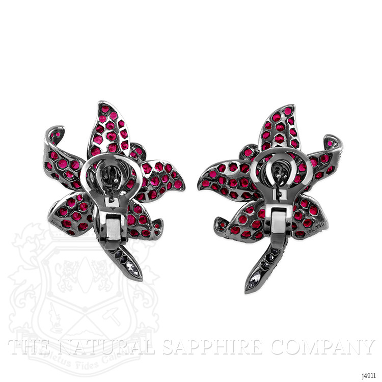 11.60 Ct.Tw. Pink Sapphire and Natural Diamond Antique Style Earrings, 18K White Gold