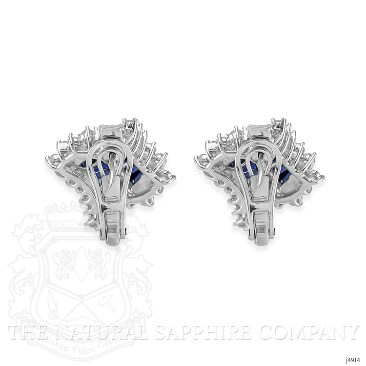 4.21 Ct.Tw. Blue Sapphire and Natural Diamond Antique Style Earrings, Platinum 950