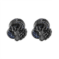 7.48 Ct.Tw.Total Carat Weight Sapphire Natural Diamond Antique Style Earrings, 18K White Gold Image