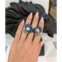 7.48 Ct.Tw. Blue Sapphire and Natural Diamond Antique Style Earrings, 18K White Gold Life Style