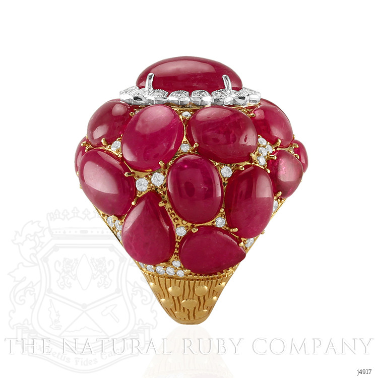 53.73 Ct. Ruby Natural Diamond Antique Style Ring, 18K White & Yellow
