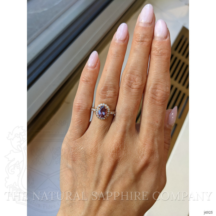 1.69 Ct. Reddish Pink Sapphire and Natural Diamond Pave Ring, 14K Rose Gold