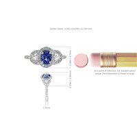 0.73 Ct. Blue Sapphire and Natural Diamond Antique Style Ring, 18K White Gold Image