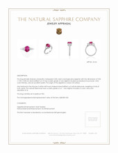 2.85 Ct. Pink Sapphire and Natural Diamond Three Stone Ring, Platinum 950 Appraisal