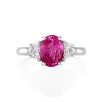2.85 Ct. Sapphire Natural Diamond Three Stone Ring, Platinum 950 Video