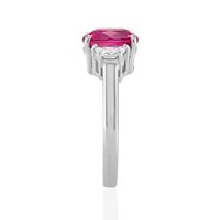 2.85 Ct. Pink Sapphire and Natural Diamond Three Stone Ring, Platinum 950 Image