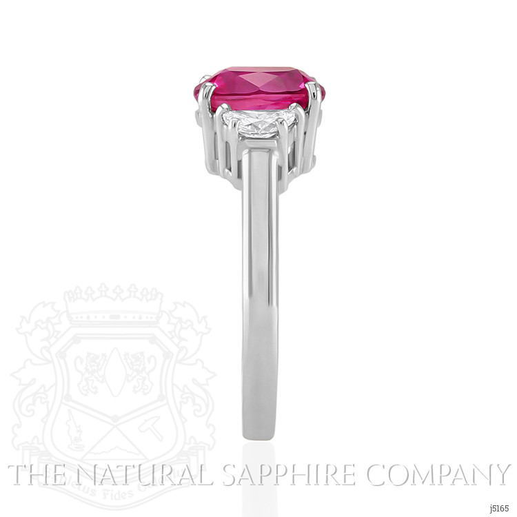2.85 Ct. Pink Sapphire and Natural Diamond Three Stone Ring, Platinum 950