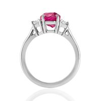 2.85 Ct. Pink Sapphire and Natural Diamond Three Stone Ring, Platinum 950 Image