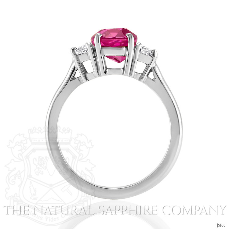 2.85 Ct. Pink Sapphire and Natural Diamond Three Stone Ring, Platinum 950