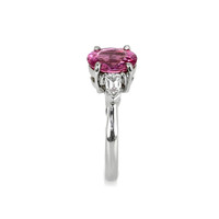 2.05 Ct. Pink Sapphire and Natural Diamond Three Stone Ring, Platinum 950 Image