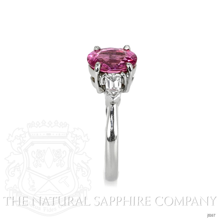 2.05 Ct. Pink Sapphire and Natural Diamond Three Stone Ring, Platinum 950