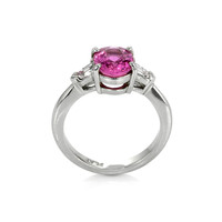 2.05 Ct. Pink Sapphire and Natural Diamond Three Stone Ring, Platinum 950 Image
