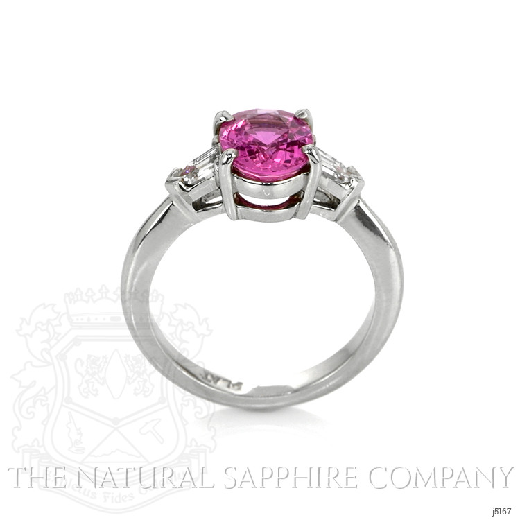 2.05 Ct. Pink Sapphire and Natural Diamond Three Stone Ring, Platinum 950