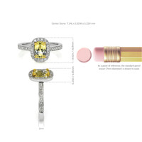 1.10 Ct. Yellow Sapphire and Natural Diamond Pave Ring, 14K White & Yellow Image