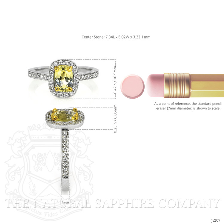 1.10 Ct. Yellow Sapphire and Natural Diamond Pave Ring, 14K White & Yellow