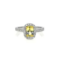 1.10 Ct. Yellow Sapphire and Natural Diamond Pave Ring, 14K White & Yellow Video
