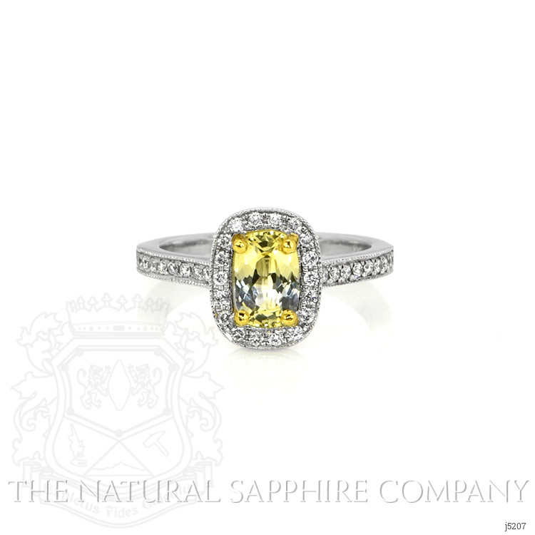1.10 Ct. Yellow Sapphire and Natural Diamond Pave Ring, 14K White & Yellow