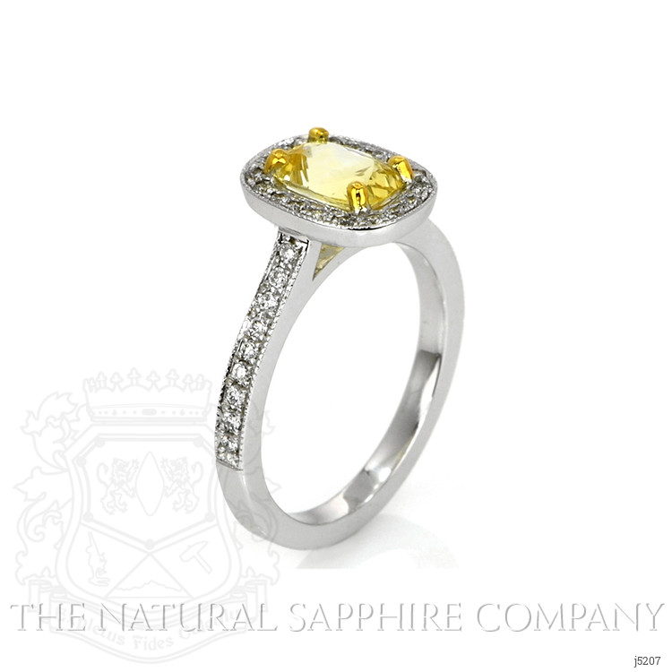 1.10 Ct. Yellow Sapphire and Natural Diamond Pave Ring, 14K White & Yellow