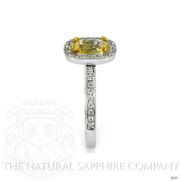1.10 Ct. Yellow Sapphire and Natural Diamond Pave Ring, 14K White & Yellow