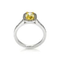 1.10 Ct. Yellow Sapphire and Natural Diamond Pave Ring, 14K White & Yellow Image