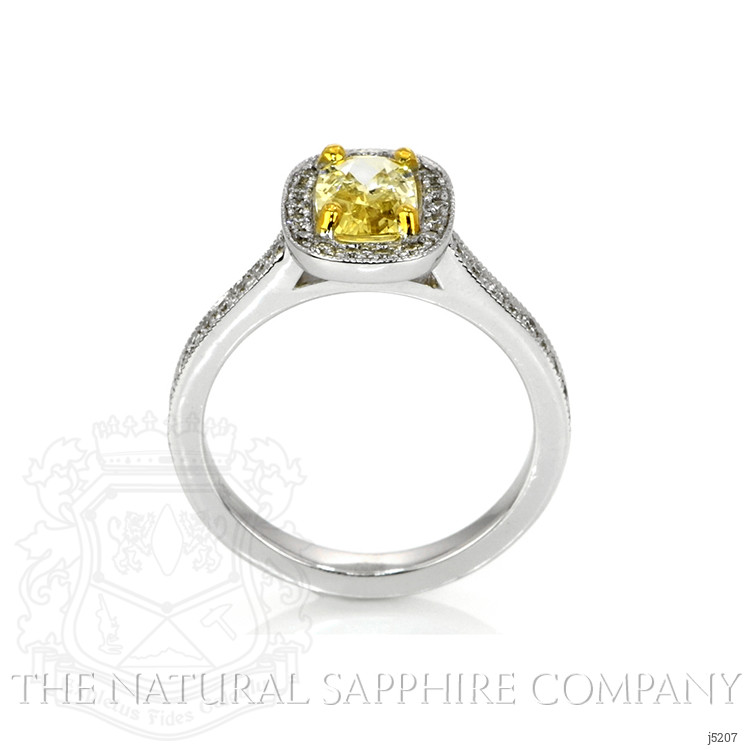 1.10 Ct. Yellow Sapphire and Natural Diamond Pave Ring, 14K White & Yellow