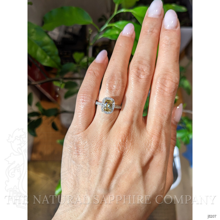 1.10 Ct. Yellow Sapphire and Natural Diamond Pave Ring, 14K White & Yellow