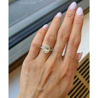 1.10 Ct. Yellow Sapphire and Natural Diamond Pave Ring, 14K White & Yellow Life Style