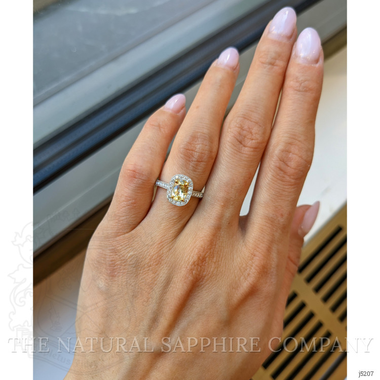 1.10 Ct. Yellow Sapphire and Natural Diamond Pave Ring, 14K White & Yellow