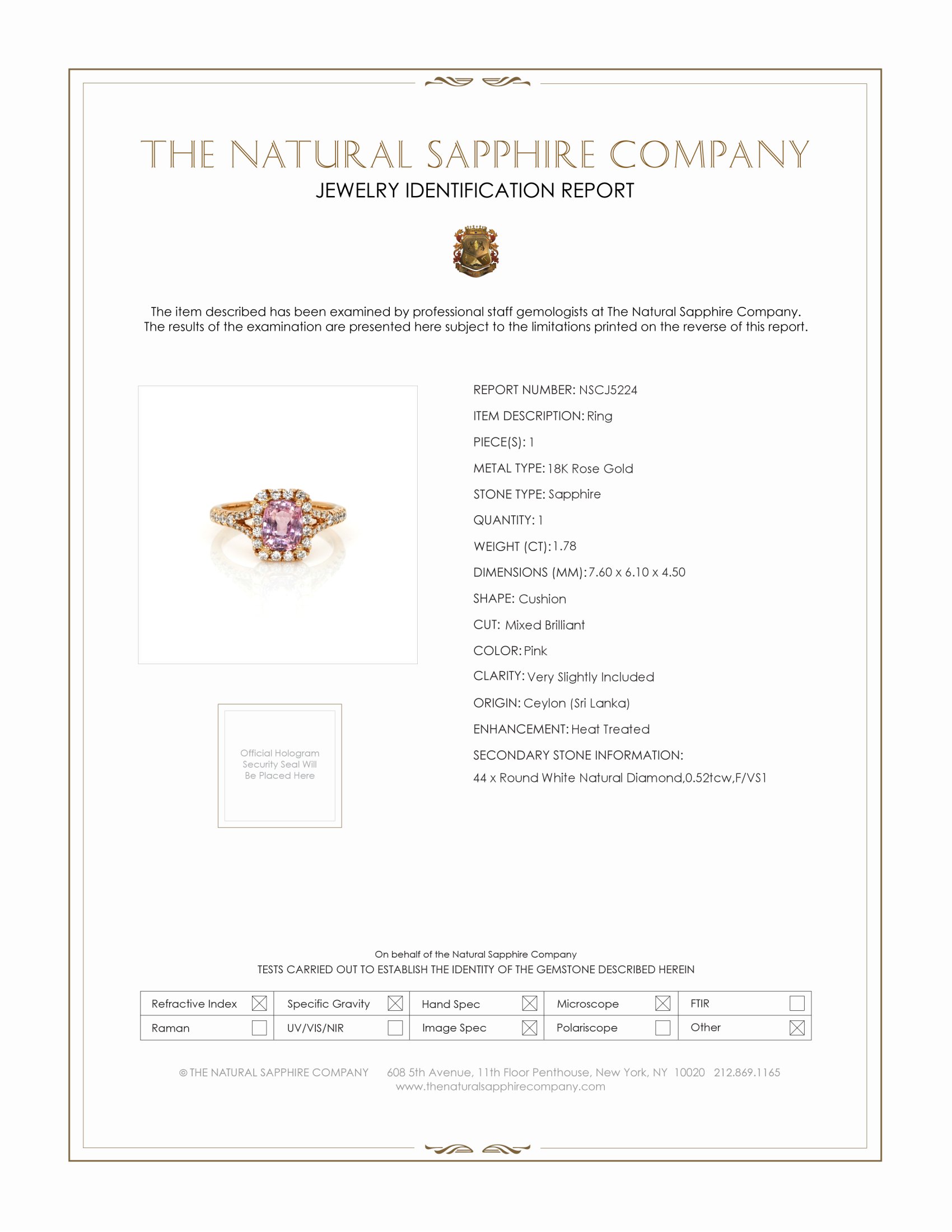 1.78 Ct. Pink Sapphire and Natural Diamond Pave Ring, 18K Rose Gold