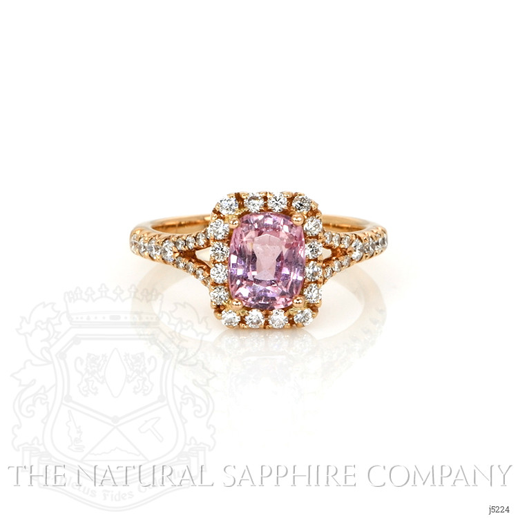 1.78 Ct. Pink Sapphire and Natural Diamond Pave Ring, 18K Rose Gold