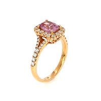1.78 Ct. Pink Sapphire and Natural Diamond Pave Ring, 18K Rose Gold Image