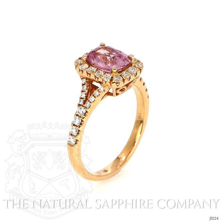 1.78 Ct. Pink Sapphire and Natural Diamond Pave Ring, 18K Rose Gold