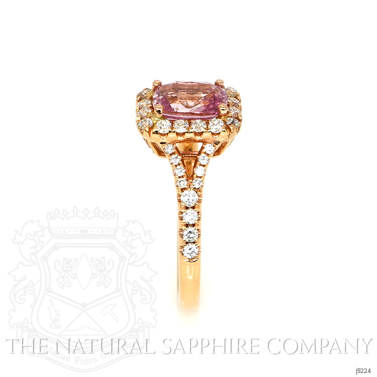 1.78 Ct. Pink Sapphire and Natural Diamond Pave Ring, 18K Rose Gold