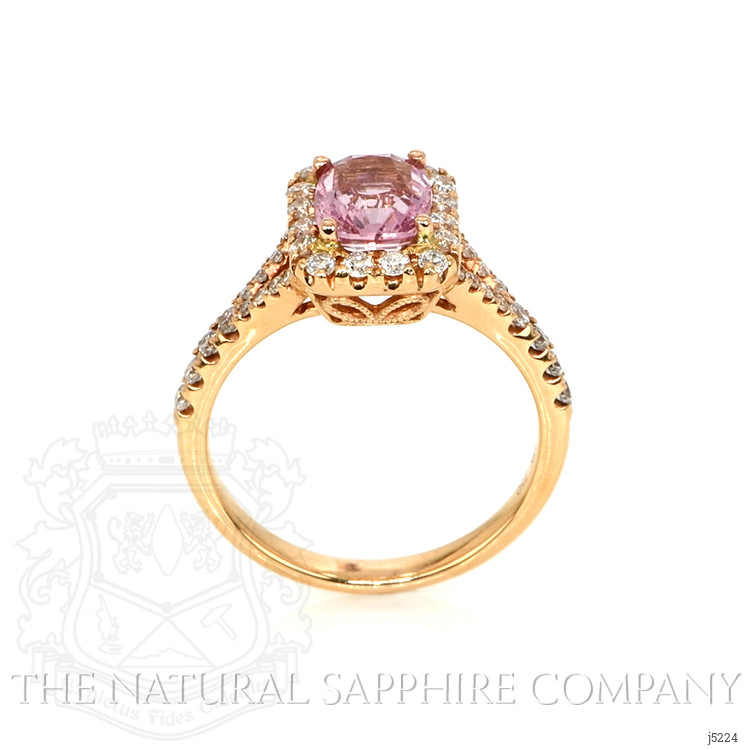 1.78 Ct. Pink Sapphire and Natural Diamond Pave Ring, 18K Rose Gold