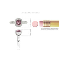 0.62 Ct. Purplish Pink Sapphire and Natural Diamond Halo Ring, 14K White Gold Image