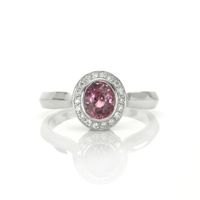 0.62 Ct. Sapphire Natural Diamond Halo Ring, 14K White Gold Video