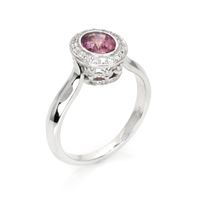 0.62 Ct. Sapphire Natural Diamond Halo Ring, 14K White Gold Image