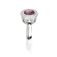 0.62 Ct. Sapphire Natural Diamond Halo Ring, 14K White Gold Image