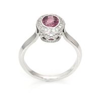 0.62 Ct. Sapphire Natural Diamond Halo Ring, 14K White Gold Image