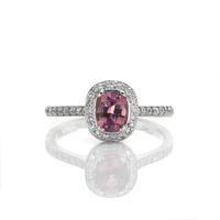 0.81 Ct. Pink Sapphire and Natural Diamond Pave Ring, 14K White Gold Video