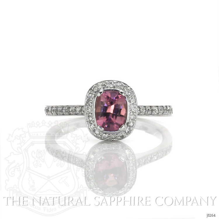 0.81 Ct. Pink Sapphire and Natural Diamond Pave Ring, 14K White Gold