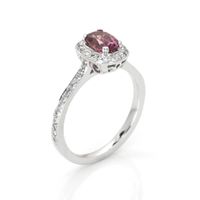 0.81 Ct. Pink Sapphire and Natural Diamond Pave Ring, 14K White Gold Image
