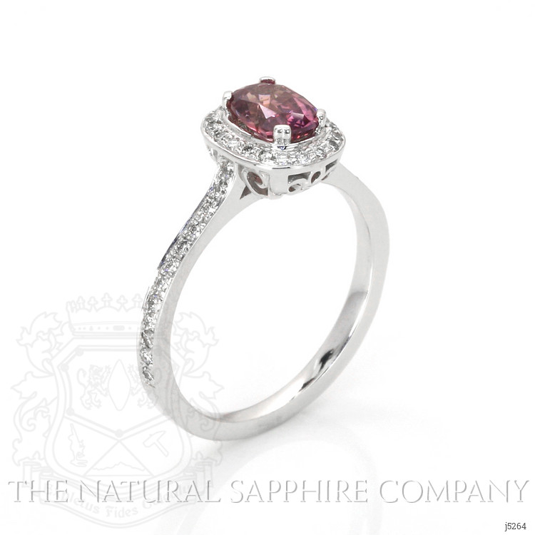 0.81 Ct. Pink Sapphire and Natural Diamond Pave Ring, 14K White Gold