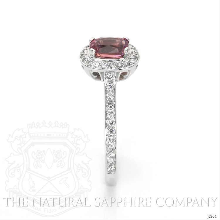0.81 Ct. Pink Sapphire and Natural Diamond Pave Ring, 14K White Gold