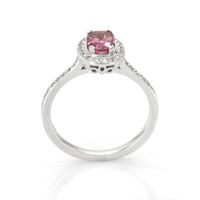 0.81 Ct. Pink Sapphire and Natural Diamond Pave Ring, 14K White Gold Image