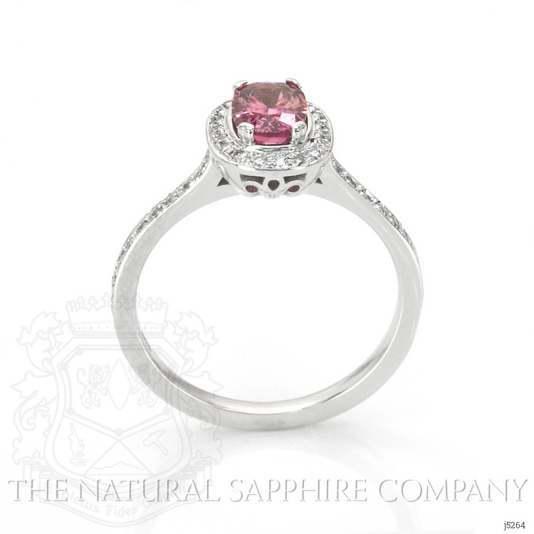 0.81 Ct. Pink Sapphire and Natural Diamond Pave Ring, 14K White Gold
