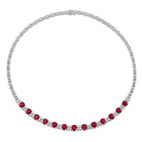 10.72 Ct. Ruby Natural Diamond Necklace, 18K White Gold Video